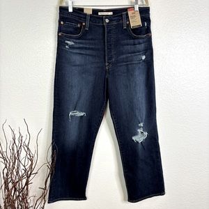 NWT LEVI’S Ribcage Straight Ankle Jeans - Winter Breakdown Size 32
